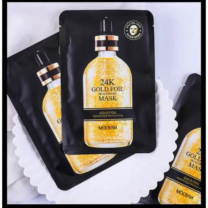 Mascarilla Facial de Ácido Hialurónico Pack (10 ud) Oro y Frutas (28ml) - Cosmética Coreana Facial Vegana - Skincare Coreano Hidratante, Mascarillas Faciales Mujer - 1