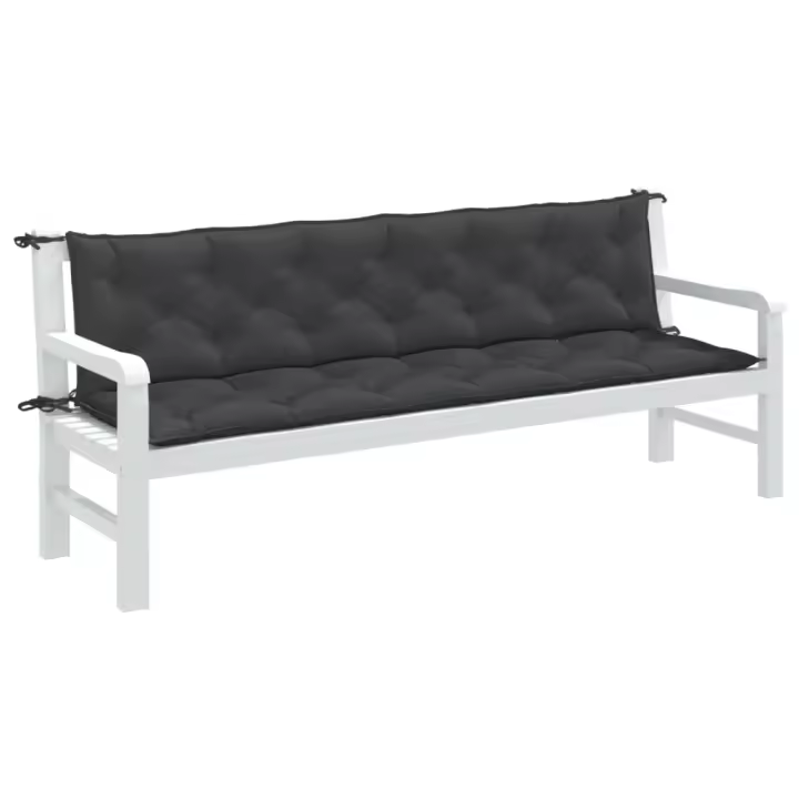 vidaXL Cojines banco jardín 2 uds tela antracita melange 200x50x7 cm - 1