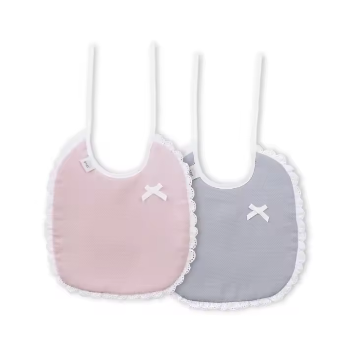 BAVETE (PACK 2 UNIDADES) 100% ALGODÃO- CINZA & ROSA - 1