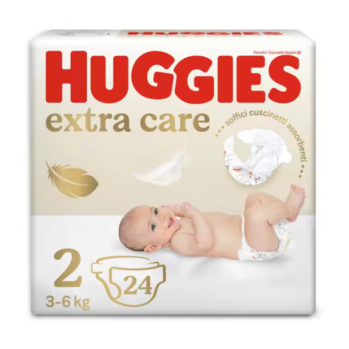 HUGGIES PAÑALES EXTRA CARE TALLA 2 3-6KG 24U - 1