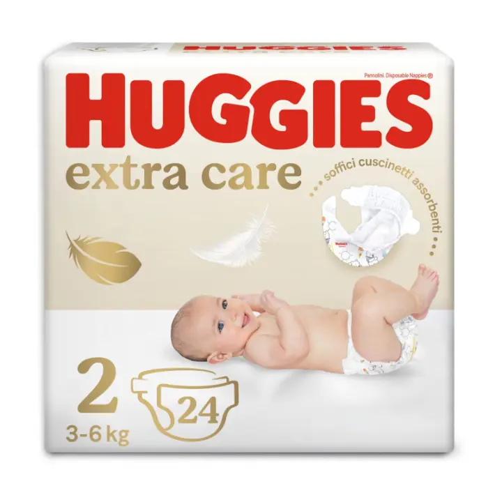 HUGGIES PAÑALES EXTRA CARE TALLA 2 3-6KG 24U - 1