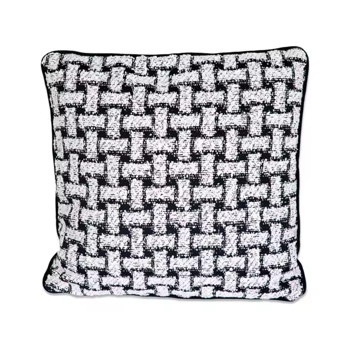 Cojín Estampado Pata de Gallo Blanco y Negro Marlin - Poliéster - Medidas 45x45x10 - Presume de Casa - 1
