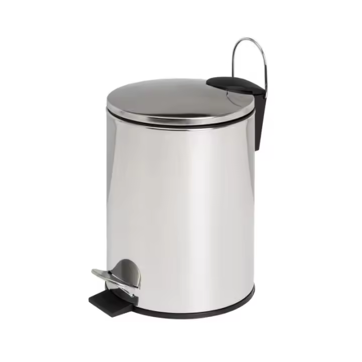 Dcasa Papelera de baño plateado brillo de 3 Litros con pedal y asa, cubo extraíble para cuarto de baño, cocina o escritorio - 1