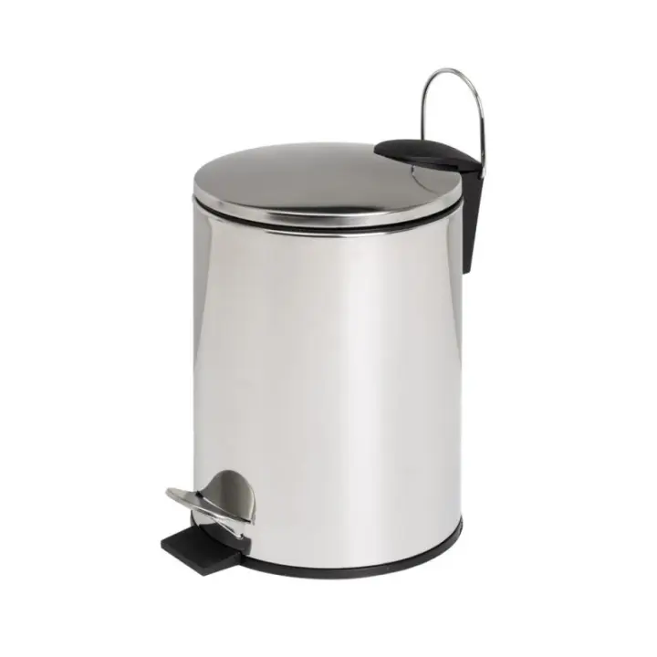 Dcasa Papelera de baño plateado brillo de 3 Litros con pedal y asa, cubo extraíble para cuarto de baño, cocina o escritorio - 1