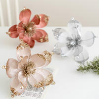 Flores Artificiales De Glitter 20cm Cabezas De Flor Magnolia Con Lentejuelas Para Decoración De Mesa En Vaso Y Fiestas Cumpleaños Bodas - details 1