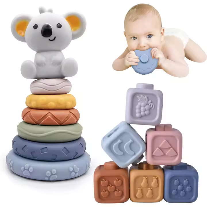 13 juguetes apilables, juguetes para apretar, bloques para bebés, círculos de anidación, juguetes de educación temprana, regalos de Navidad para bebés de 6, 12 y 18 meses (TT547) - 1