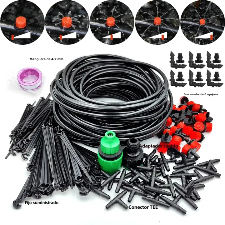 Kit De Riega Por Goteo Para Jardín 10-30M Con 1/4'' Sistema Automático De Riego Para Plantas De Bonsái Flores Verduras Y Estufa - 1