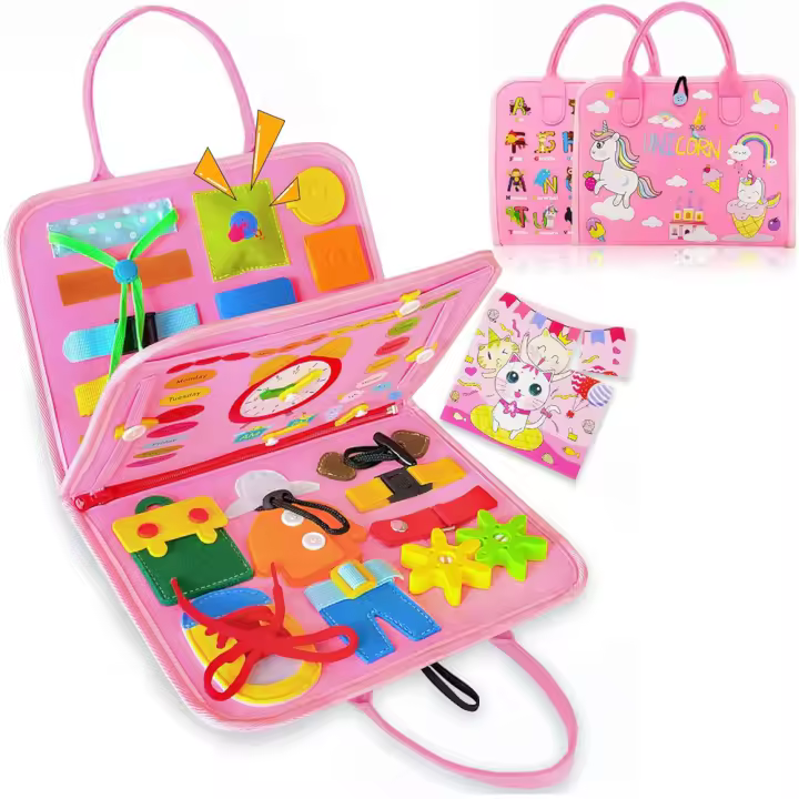 Juguete Educativo Para Bebés Montessori Con Botones Tablero De Actividades Para Niños Pequeños Fomenta Los Habilidades De Mano-Ojo Y Aprendizaje Viajero - 1