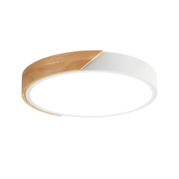IluminaShop - Plafón LED Techo Circular 24W con Mando a distancia, Regulable 2700K-6500K blanco frío a cálido e intensidad, 2400LM, Diseño con Madera Natural, para Baño, Cocina, Dormitorio, Salón - 1