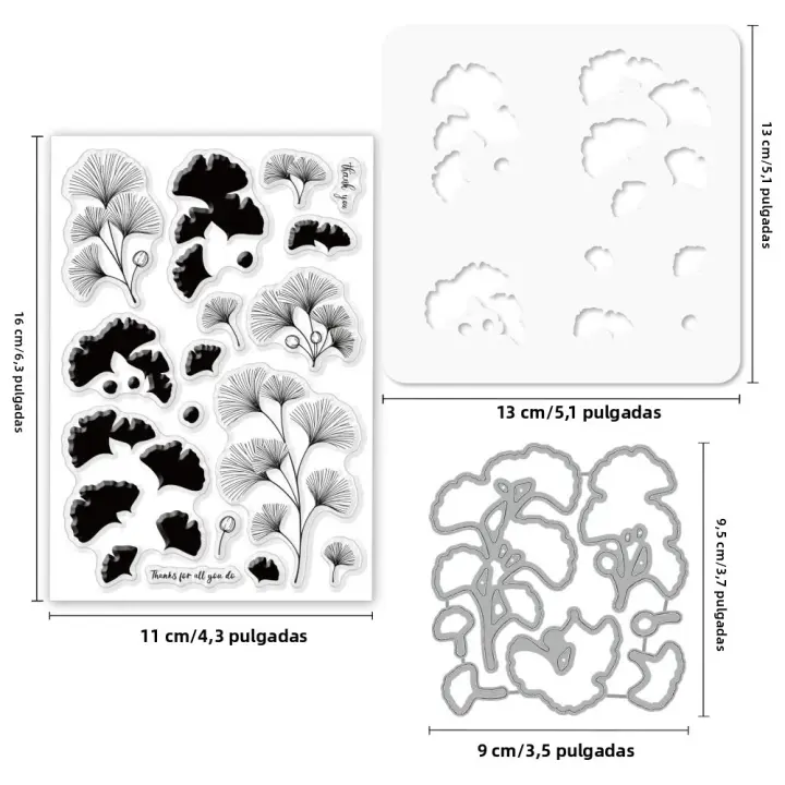 Molde De Corte Ginkgo Estampado Y Malla De Pintura Plantillas De Templado De Hojas De Ginkgo Otoño Silicona Molde Hueco Para Manualidades - 1
