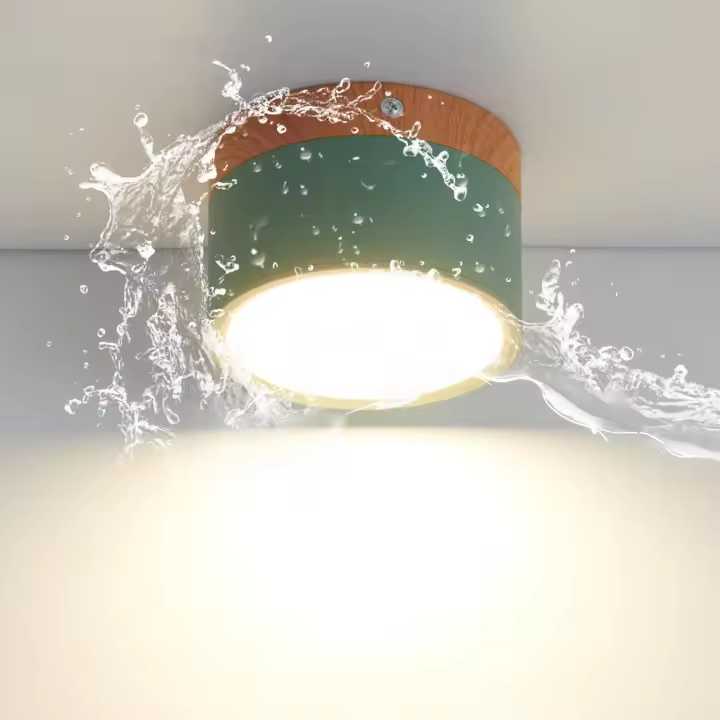 Plafón LED, foco de superficie de madera, mini plafón verde, luz natural 4000K, 12W. [Clase energética F]. - 1