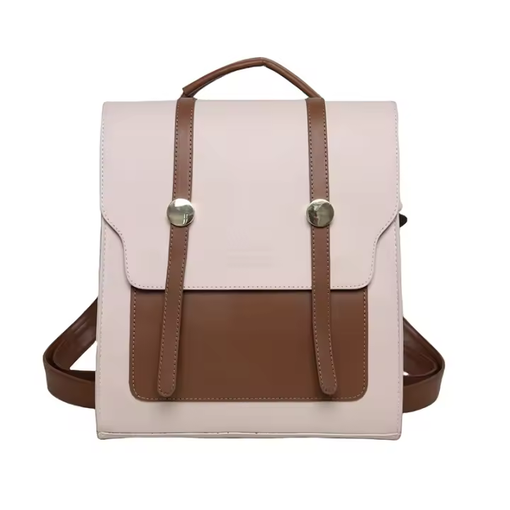 Nuevo bolso de mujer, nueva moda coreana, retro, simple, de color sólido, con hebilla de metal, mochila portátil de nicho - 1