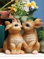 Adorno De Pareja De Conejos Besar En Jardín Y Accesorios Del Paseo 1 Pieza De Resina Tema Animal Para Decoración Del Jardín - details 0