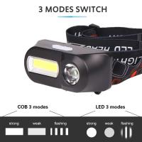 Linterna Frontal LED Multi Función XPE+COB Para Pesca Nocturna Recargable Por USB Impermeable Con Modos De Iluminación Diversos - details 1