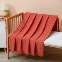 Manta de gasa de algodón puro de 4 capas con borlas, manta de crepé para bebé, manta de playa, manta de picnic, manta para automóvil - details 9