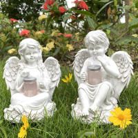 Estatuilla De Ángel Para Jardín Con Luz Solar Impermeable Decoración Para Balcones Vallas Césped Paisaje Lámpara Palillo - details 2