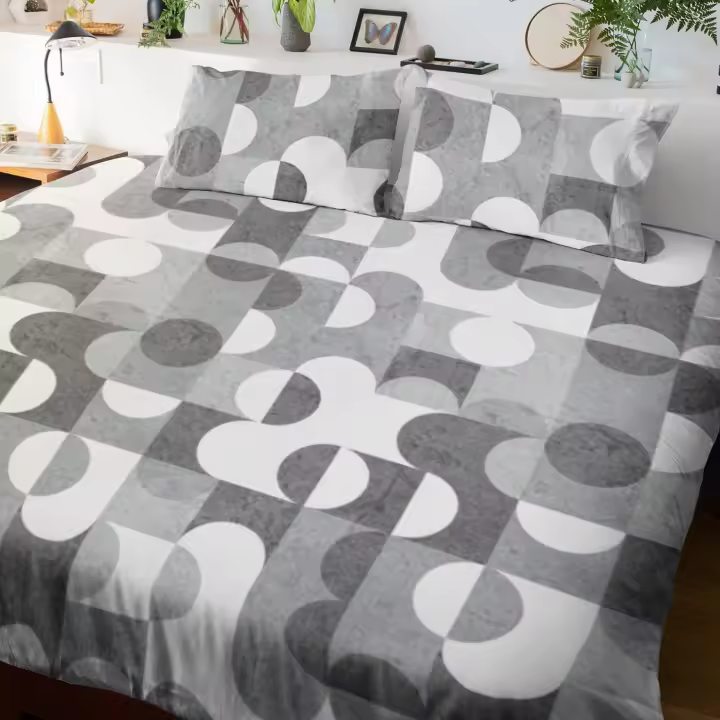 SANSY - Juego funda nórdica + funda de almohada Hermes para cama de 105. Algodón, poliéster, lino. - 1