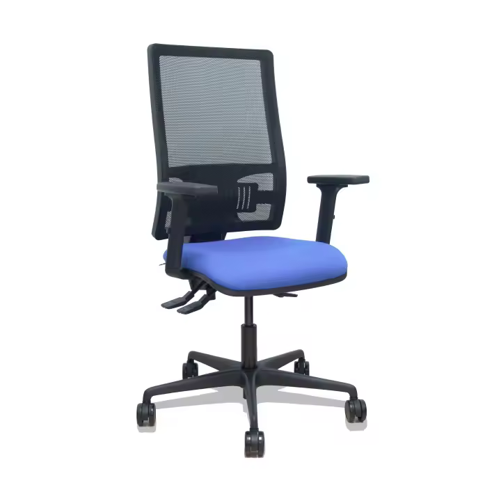 Silla Bormate asincro malla negra asiento bali azu claro brazos 2D ruedas 65mm - 1