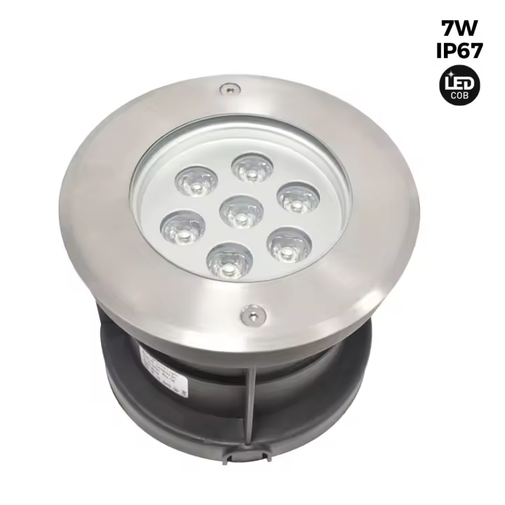 Barcelona LED Baliza LED empotrable en suelo 7W -Blanco cálido - Ø15cm- IP67 - 220v - 1