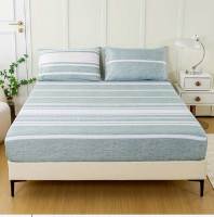 Juego De Sábanas Fitted Con Estampado Rayado De 3 Piezas - Lujosamente Suaves Y Transpirables - Incluye 1 Sábana Fitted Y 2 Fundas Para Almohadas Para Un Sueño Cómodo - details 0