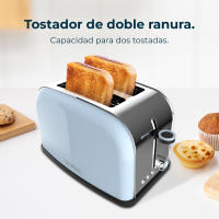 Tostadora vertical azul Toastin' time 850 de acero con doble ranura corta - 850 W de potencia y soporte para panecillos Cecotec - details 6