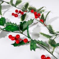 Corona Navideña Con Bayas Rojas Y Hojas Verdes Guirnalda Colgante De Flores Artificiales Para Decoración De Navidad Y Año Nuevo - details 6