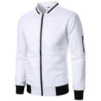 Chaqueta De Manga Larga Para Hombre Con Cuello Erguido Y Cremallera Estilo Casual Chaqueta De Patoche Con Patrón Cuadriculado - details 8