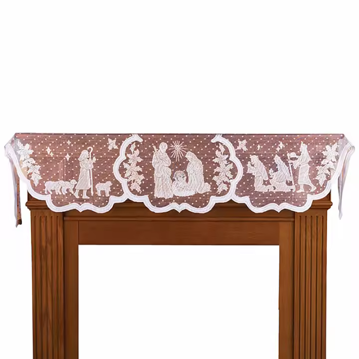 Mantel De Navidad Con Encaje Virgen María Religioso Moda Casa Cubierta Forno Suministros Mantel De Hogar Fiesta En Casa Fiesta - 1