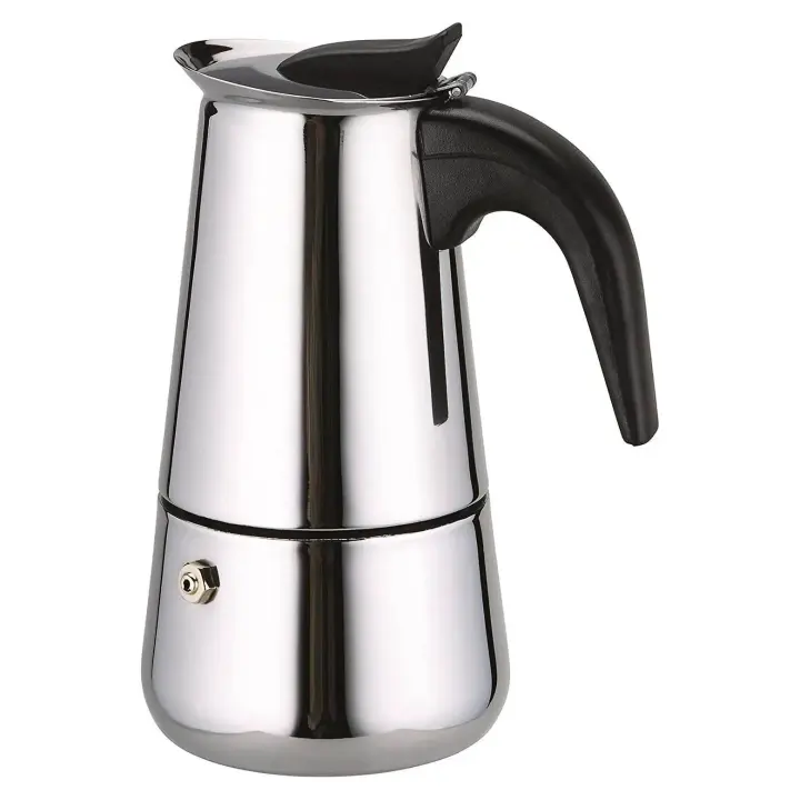 Cafetera Italiana de Acero Inoxidable, de 2 a 9 tazas de Capacidad, Apto para Eléctrica, Vitrocerámica, Gas, excepto Inducción. Perfecto para uso doméstico y oficina. Cafetera Moka espresso. - 1