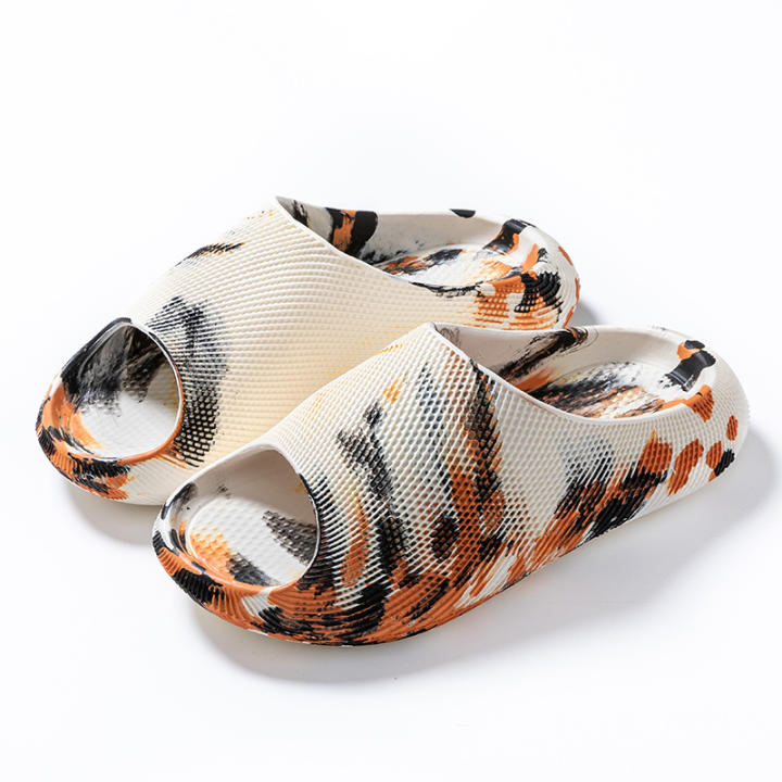 Men Women Chinese Ink Wash Pattern Cloud Slides Thick Platform Slip-On Summer Sandals Soft Comfort Non-Slip Outdoor Beach Casual