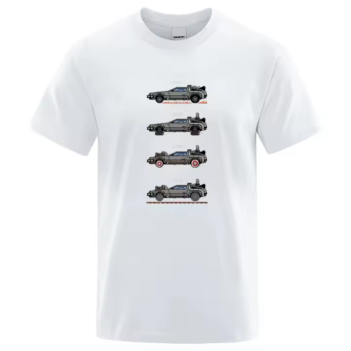 Camiseta Retro Estilo Back to the Future Para Hombres Y Mujeres Algodón Camiseta Suelta Harajuku Cuello Redondo Camisetas Casuales - 1