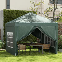 Outsunny Carpa Plegable con 4 Paredes Desmontables 3x3 m Cenador de Jardín Gazebo Impermeable Protección UV y Bolsa de Transporte Pabellón para Recepción Eventos Camping Cerveza - details 1