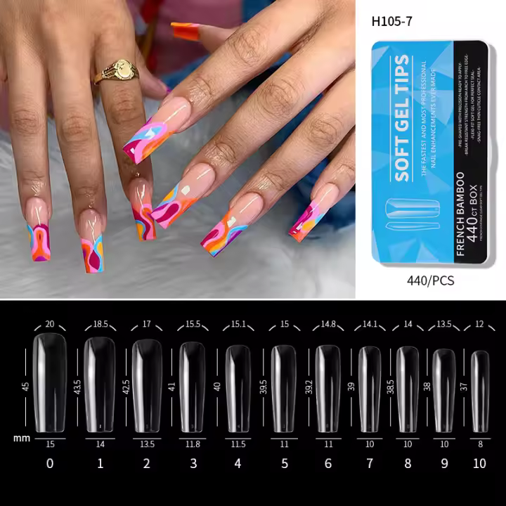 PINPAI Uñas Postizas De Acrílico Largas Capullos De Dama Uñas Postizas De Gel Suave De Forma Almendrada Y Coffin Cubierta Completa Y Media Para Manicura Artificial - 1