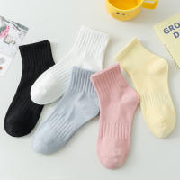 Calcetines De Algodón Para Mujer 5 Pares En Lote Color Sólido Fresco Y Casual Cómodos Calcetines De Tobillo En Candy Color - details 0