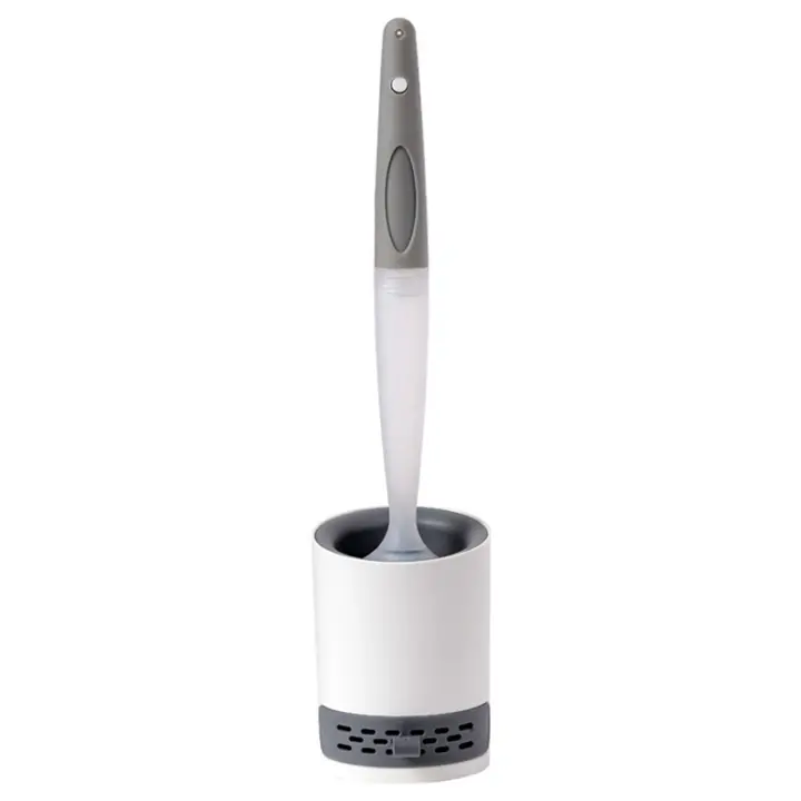 Juego De Cepillo De Inodoro Para El Hogar Con Soporte Montado En La Pared Silicone Recargable Para Limpieza De Esquinas Herramientas De Baño - 1