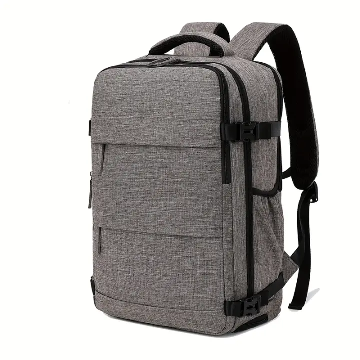 Mochila de viaje de gran capacidad con compartimento para zapatos, mochila ligera Dacron con puerto de carga, viaje de moda - 1