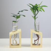 Vaso De Cristal Con Soporte De Madera Para Plantas Creativo Terrario De Decoración Para Escritorio Estilo Moderno Vaso Para Flores - details 2