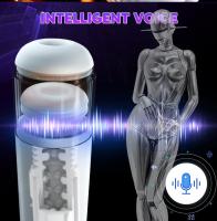 HESEKS Juguetes Para Adultos Para Hombres Doble Automático Telescópico Con Voz Y Calor Vagina Silicón Función Eléctrica - details 8