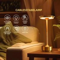 Lámpara De Mesa LED Sin Cable Con Recarga USB Retro Portátil Para Restaurante Bar Dimmable Atmosphere Touch Control Color Negro - details 2
