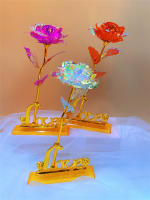 Regalo Creativo De Día De San Valentín Rosa De Oro 24K Duradera Decoración De Boda Iluminación De Flores Eterna Amarillo Y Rojo Para Aniversarios Cumpleaños Bodas - details 2