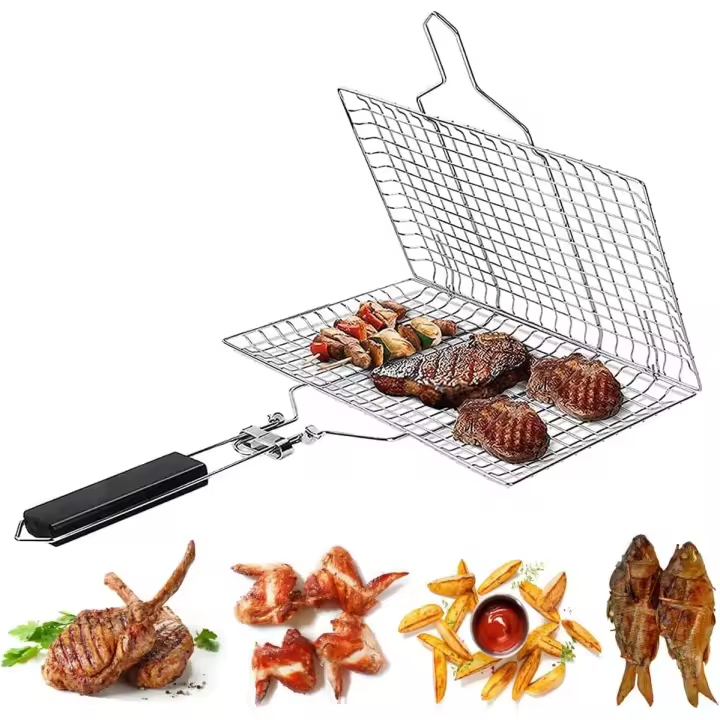 Cesta de barbacoa, inresponsable Arce portátil con mango extraible para Carne, Camarones, carne, Pescado, verduras A LA Parrilla, 32x21,5 cm - 1