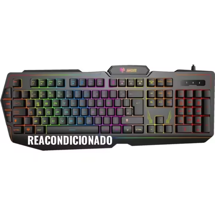 AWD-IT Nebula: teclado LED de 7 colores con ratón pulsante y alfombrilla - 1
