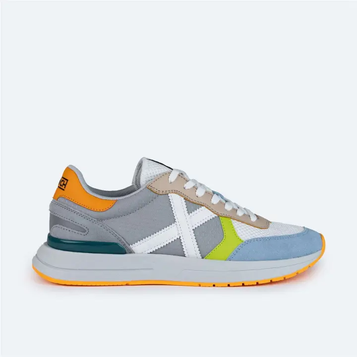 Soon 58 Zapatilla De Hombre Munich Gris  Con Toques Multicolor - Blanco Y Naranj - 1