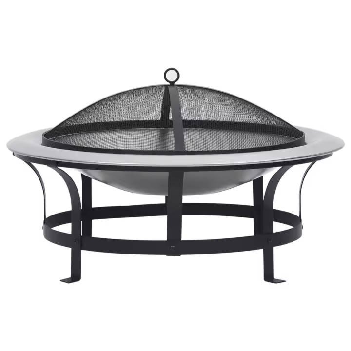 vidaXL Brasero de jardín con parrilla acero inoxidable 76 cm - 1