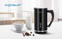 AIGOSTAR Espumador de Leche Eléctrico 500W, 3 Modos para Café, Capuchinos, Lattes, Negro - details 0