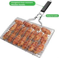 Cesta De Asado En Acero Inoxidable Con Sello Antideslizante Para Carne Y Vegetales Herramienta De Barbecue Resistente Al Calor Fácil De Limpiar Para Picnics Y Fiestas - details 1