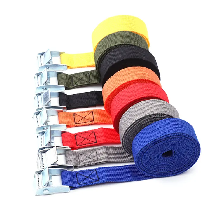 Cinta De Amarre Para Coche 5M*25mm Correa De Carga Con Mango De Rojellado Fijación De Carga Para Automóviles Y Envíos - 1