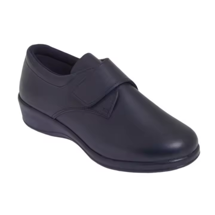 D'Chus Zapato Anatómico Velcro Confort Piel Azul  Referencia: 7070 Azul D`CHUS . Anatomicos Zapato Cerrado Anatómico confortable para mujer fabricado en piel Azul. Ajustable con velcro, planta anatómica de piel y forro textil . - 1