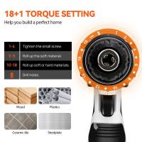 Kit de taladro inalámbrico con batería, kit de herramientas de destornillador eléctrico 2 en 1 de 45 N.m, portabrocas sin llave de doble velocidad de 3/8 pulgadas - details 1