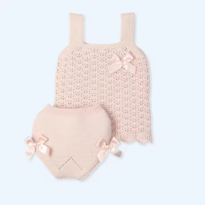 Camiseta y braguita punto lacitos GEORGEOUS MAC ILUSION M9664 Mac Ilusion Ropa Bebé Niña Conjuntos con Pololo Conjuntos Braguita y Faldita Ropa Recién Nacido Primavera-Verano 2025 - 1